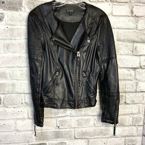 Topshop Black Faux Leather Moto Biker Jacket